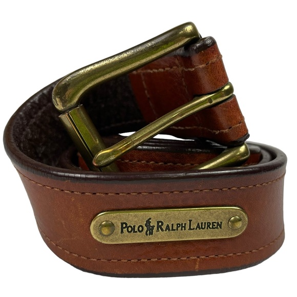 Vintage Polo Ralph Lauren Brown Italian Saddle Leather Bronze Accents Western - Picture 8 of 16